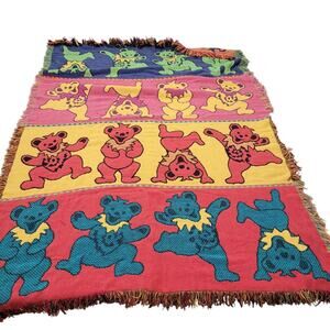Vintage grateful dead dancing bears throw tapestry blanket